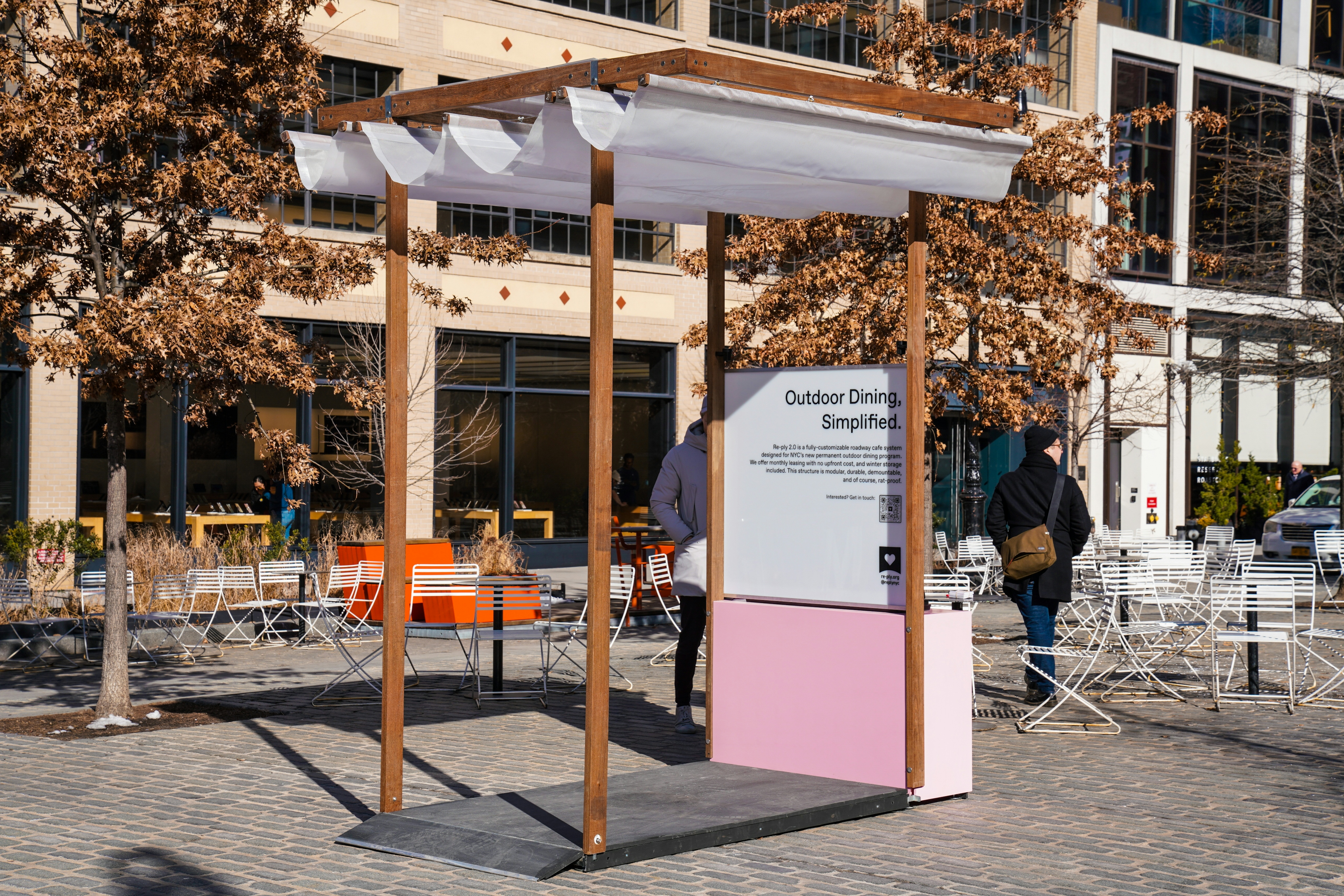 Re-ply outdoor dining structure pop-up in Meatpacking
